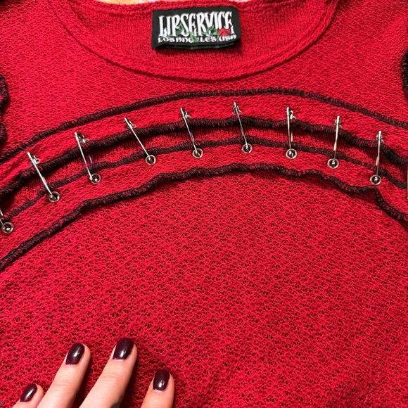 RARE Vintage Y2K Lip Service Goth Punk Safety Pin Top Size Small - Picture 8 of 13